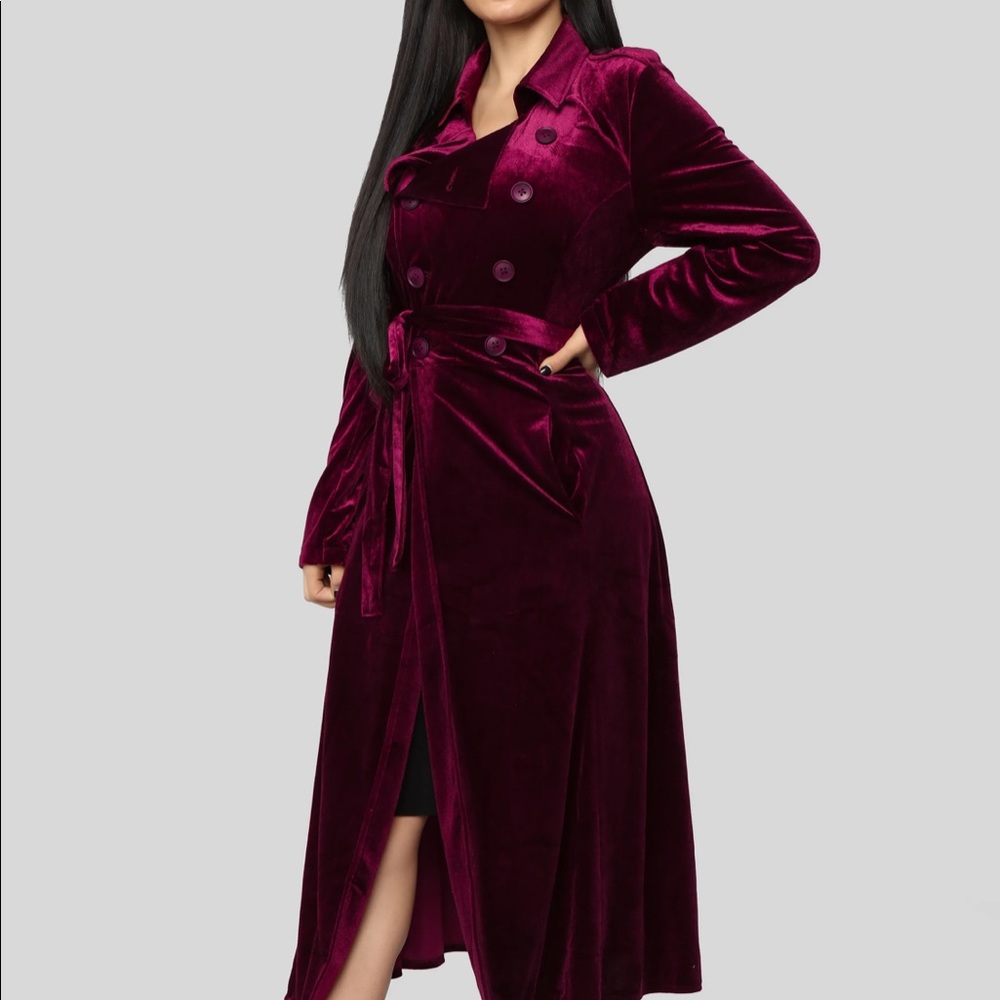 Fashion Nova “Butter you up” burgundy trench coat